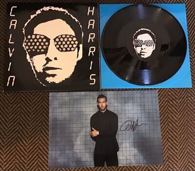 CALVIN HARRIS,2007 10” 45 VINYL EX,+ GENUINE HAND SIGNED PHOTO + COA.VEGAS,MARRY