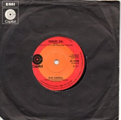 GLEN CAMPBELL - OKLAHOMA SUNDAY MORNING / COUNTRY GIRL 7 INCH VINYL 1970