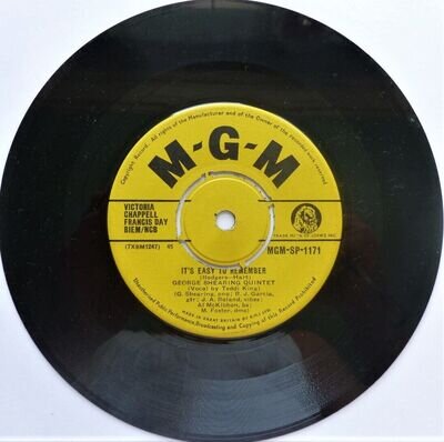 George Shearing It's Easy To Remember 7" MGM MGMSP1171 EX 1950 It's Easy To Reme