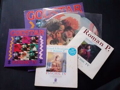 Psychic TV 3x godstar vinyls 2x good vib vinyls 1986 temple see info