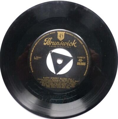 Louis Armstrong Basin Street Blues Part 1 7" Brunswick 4505303 VG 1950 Basin Str