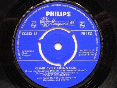 Tony Bennett Climb Ev'ry Mountain 7" Philips PB1122 VG 1960 Climb Ev'ry Mountain