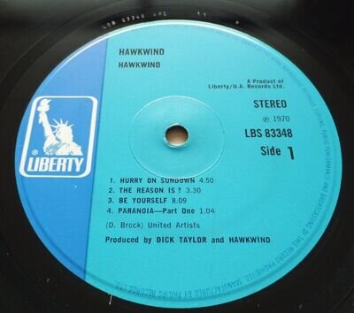 Hawkwind - S/T // Orig UK '70 Blue Liberty LP Top Copy