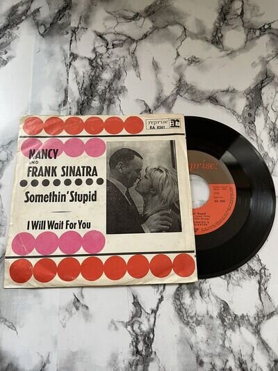 German Issue Nancy & Frank Sinatra Somethin Stupid P/S 45 Reprise EX