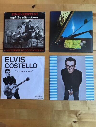 Elvis Costello 4 x 7" Vinyl Singles Job Lot Including Imports