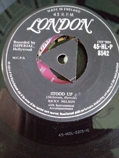 London - Ricky Nelson - 45 rpm 7" Single Vinyl Record - Stood Up