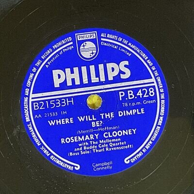 Rosemary Clooney, Where Will The Dimple Be?/Brahms’ Lullaby, 78rpm Record