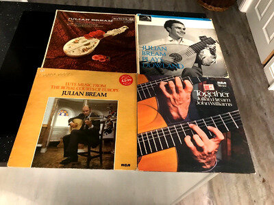 Julian Bream with his Lute & Guitar LP/Vinyl Record Bundle.