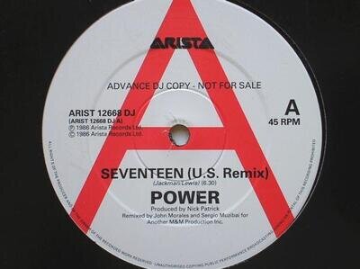 Power Seventeen 12" Arista ARIST12668DJ EX 1986 12 inch, promo, Seventeen/Sevent