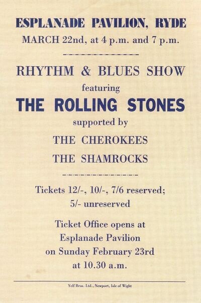 THE ROLLING STONES Concert Mini-poster / Handbill - Isle of Wight 1964 - reprint