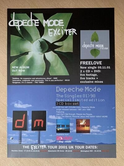 ORIGINAL DEPECHE MODE EXCITER ALBUM TOUR FULL PAGE MAGAZINE PROMO ADVERT 2001