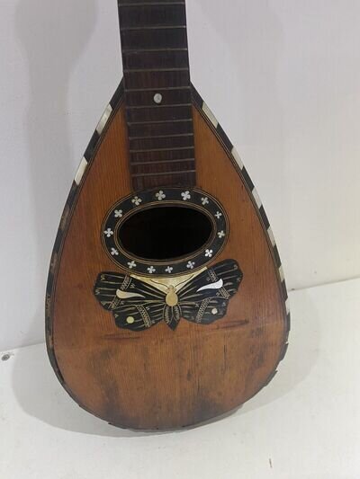 ANTIQUE MANDOLIN BUTTERFLY MOTHER OF PEARL NAPOLI 1921 BOWL BACK *FOR PARTS BB68