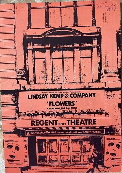 Lindsay Kemp & Company in Flowers. Regent Theatre 1974 programme.