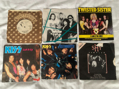 Rock Job Lot Of (6)Vinyl 7” , Kiss (2),Van Halen,Twisted Sister,Shy,Diamond Head