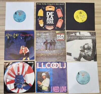 Joblot 9x 7" Singles Rap White Lines Beastie Boys Run DMC LL Cool J De La Soul