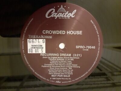 Crowded House – Recurring Dream - 1988 US 1st Press Promo 12" Vinyl Single