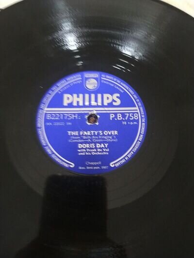 DORIS DAY 10" Shellac 78rpm The Party's Over/Rickety - Rackety Rendezvous