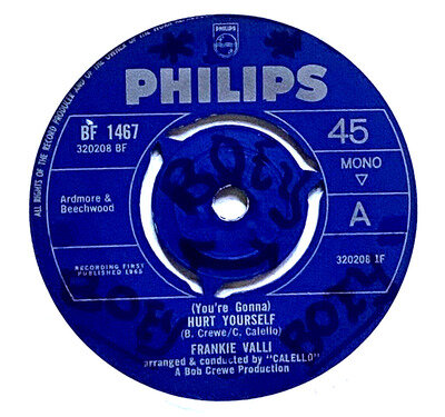 FRANKIE VALLI "HURT YOURSELF "1965 45RPM VG