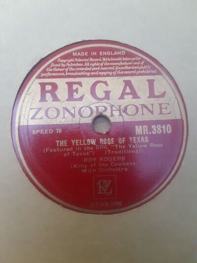 Roy Rogers - Down The Old Spanish Trail Regal Zonophone MR.3810 - 78rpm Shellac