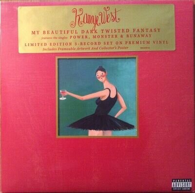 KANYE WEST " MY BEAUTIFUL DARK TWISTED FANTASY " SEALED 3 X LP VINYL & POSTER ++