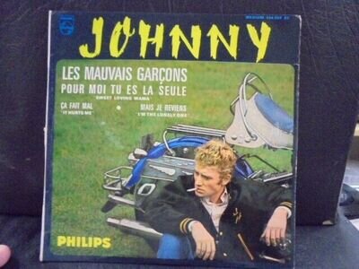 JOHNNY HALLYDAY E.P " LES MAUVIS GARCONS " FRENCH PHILIPS EX+ COND.IN PIC SL.