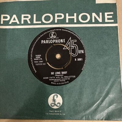 ADAM FAITH and the ROULETTES - So Long Baby (Parlophone R 5061) 1963 7” 45rpm