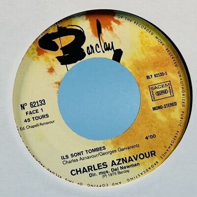 Charles Aznavour Ils Sont Tombes 1975 7" Single Vinyl Record 62133