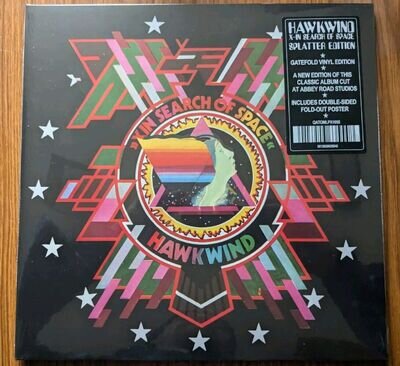 HAWKWIND-X IN SEARCH OF SPACE 500 ONLY CLEAR WITH SPLATTER VINYL + POSTER RT EXC