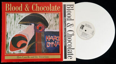 Elvis Costello & The Attractions Blood & Chocolate White Vinyl LP record + inner