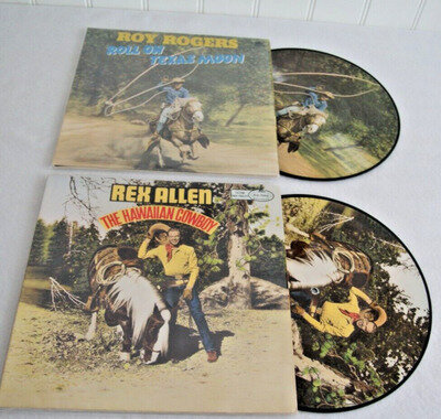 x2 Rex Allen & Roy Rogers VINYL LP 12" Picture Disc LOT Set The Hawaiian Cowboy