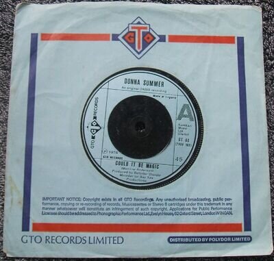 DONNA SUMMER - Could It Be Magic (1976) GTO Excellent UK 45