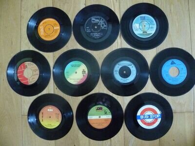 100 x 1970's 7" VINYL SINGLE RECORDS JOB LOT *ALL PHOTOS* UPCYCLING NO SLEEVES