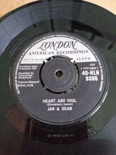 London - Jan & Dean - 45 rpm 7" Single Vinyl Record - Heart And Soul