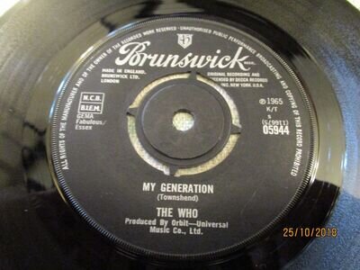 The Who My Generation 7" UK Brunswick Pro Cleaned Play Tested Great Sound !!