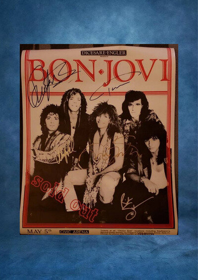 Bon Jovi - signed Event Poster - Slippery When Wet - 5 signatures