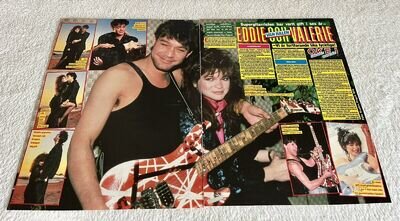 VAN HALEN 1987 EDDIE & VALERIE Clipping Poster Swedish Music magazine Okej 1980s