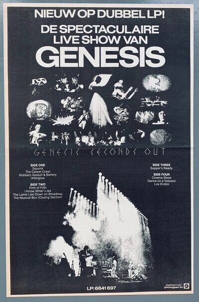 GENESIS 1977 vintage DUTCH POSTER ADVERT SECONDS OUT