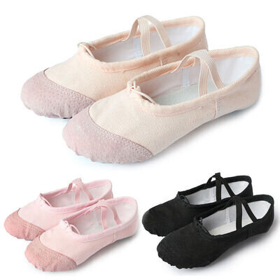 Toe leather CANVAS Split Sole Dance Ballet Shoes Girls Kids Children Adults Size