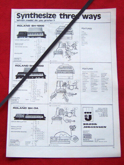 ROLAND SH 1000 SH 3A SH 2000 SYNTHESIZER 1976 ORIGINAL VINTAGE ADVERT