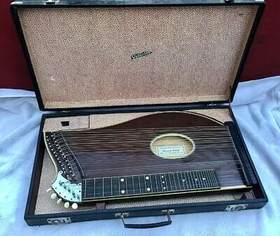 VINTAGE GEORG HAID Zither w/ locking case Picks Tuning Fork Tuning Key RARE!