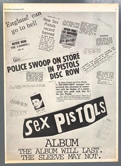 SEX PISTOLS 1977 UK POSTER ADVERT NEVER MIND THE BOLLOCKS HERE'S THE Punk