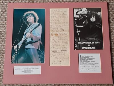 Original Marc Bolan/Tyrannosaurus Rex Warlock of Love Poem 1968/69 matted