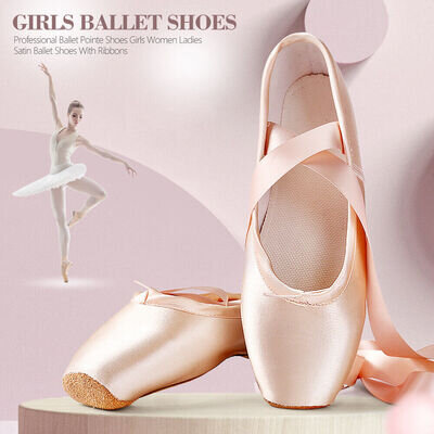 Professional Ballet Pointe Shoes Girls Practice Dance Ballet Shoes with Ribbons