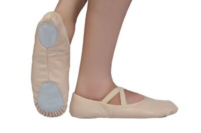 Ballet Dance Shoes Pink Leather Cross Elastic half Sole Children & Adults Sizes