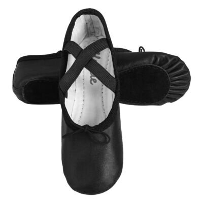 Ballet Dance Shoes for Girls - Black Full Flat Sole - Kids Children Adults Sizes