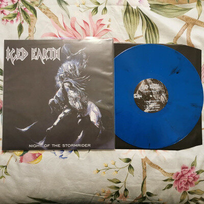 ICED EARTH NIGHT OF THE STORMRIDER 12"BLUE/BLACK MARBLE VINYL RECORD NEW