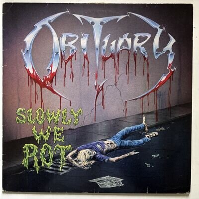 Original Slowly We Rot by Obituary 1989 vinyl LP RO94891 Death Metal EX/VG