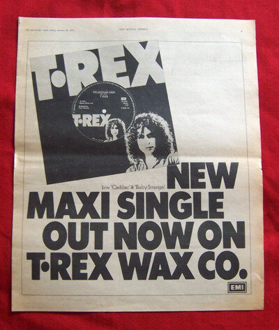 T REX MARC BOLAN TELEGRAM SAM SINGLE ORIGINAL 1972 VINTAGE POSTER ADVERT