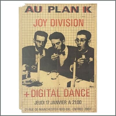 Joy Division 1980 Plan K Concert Poster Brussels (Belgium)