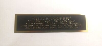 Alice Cooper Autograph Nameplate For A Framed & Signed Concert Poster 1.5" X 8"